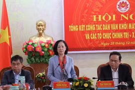 Bà Trương Thị Mai, Ủy viên Bộ Chính trị, Bí thư Trung ương Đảng, Trưởng Ban Dân vận Trung ương phát biểu tại Hội nghị. (Ảnh: Tuấn Anh/TTXVN)