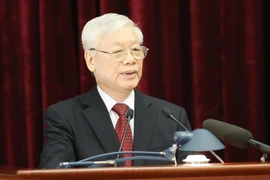 Tổng Bí thư, Chủ tịch nước Nguyễn Phú Trọng phát biểu khai mạc hội nghị. (Ảnh: Phương Hoa/TTXVN)