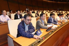 Các đại biểu Quốc hội biểu quyết thông qua Bộ luật Lao động (sửa đổi). (Ảnh: Lâm Khánh/TTXVN)