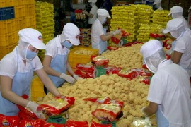 Đóng gói mỳ sợi. (Ảnh minh họa: Đình Huệ/TTXVN)