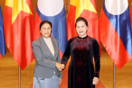 Chủ tịch Quốc hội Nguyễn Thị Kim Ngân tiếp Chủ tịch Quốc hội Lào Pany Yathotou. (Ảnh: Trọng Đức/TTXVN)