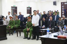 Các bị cáo nghe đại diện Viện kiểm sát đề nghị mức án . (Ảnh: Doãn Tấn/TTXVN)