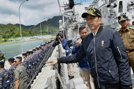 Tổng thống Indonesia Joko Widodo thăm quần đảo Natuna. (Nguồn: AFP)