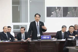 Luật sư bào chữa cho các bị cáo tranh luận tại phiên tòa. (Ảnh: Doãn Tấn/TTXVN)