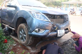 Chiếc xe gây tai nạn. (Ảnh: Đậu Tất Thành/Vietnam+)