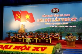 Đại hội đại biểu Đảng bộ tỉnh Cà Mau lần thứ XV, nhiệm kỳ 2015-2020. (Ảnh: Kim Há/TTXVN)