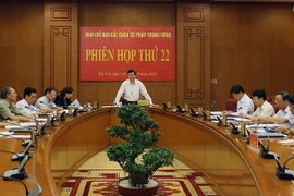 Chủ tịch nước Trương Tấn Sang, Trưởng Ban Chỉ đạo Cải cách tư pháp Trung ương chủ trì Phiên họp lần thứ 22 Ban Chỉ đạo. (Ảnh: Nguyễn Khang/TTXVN)