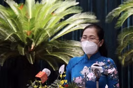 Bà Nguyễn Thị Lệ, Chủ tịch HĐND Thành phố Hồ Chí Minh phát biểu tại phiên khai mạc Kỳ họp. (Ảnh: TTXVN phát)
