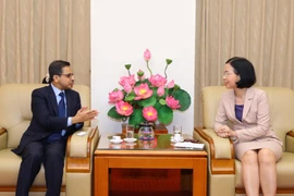 Tổng giám đốc Thông tấn xã Việt Nam Vũ Việt Trang tiếp Đại sứ Ấn Độ Pranay Verma. (Nguồn: Vietnam+)