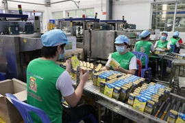 Hoạt động sản xuất tại Công ty Cổ phần thực phẩm dinh dưỡng Nutifood Bình Dương. (Ảnh: TTXVN)