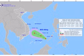 Sơ đồ đường đi của vùng áp thấp. (Nguồn: nchmf.gov.vn)