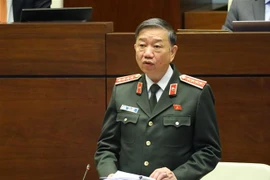 ộ trưởng Bộ Công an Tô Lâm phát biểu giải trình, làm rõ một số vấn đề đại biểu Quốc hội nêu. (Ảnh: Văn Điệp/TTXVN)