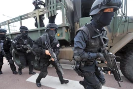 Binh sỹ Hàn Quốc tham gia cuộc tập trận Hoguk tại Seoul ngày 24/10/2012. (Ảnh: AFP/ TTXVN)