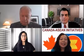 Hội thảo trực tuyến với chủ đề “Quốc hội lần thứ 44 của Canada và Chính sách châu Á”. (Ảnh: Nguyễn Viết Tuân/TTXVN)