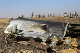 Mảnh vỡ máy bay A321 tại hiện trường vụ rơi ở Hassana thuộc thành phố Arish, phía bắc Ai Cập ngày 1/11. (Nguồn: THX/TTXVN)