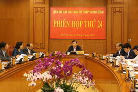 Chủ tịch nước Trương Tấn Sang, Trưởng Ban Chỉ đạo Cải cách tư pháp Trung ương chủ trì phiên họp. (Ảnh: Nguyễn Khang/TTXVN)