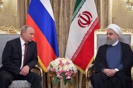 Tổng thống Iran Hassan Rouhani (phải) và Tổng thống Nga Vladimir Putin trong cuộc gặp tại Tehran ngày 1/11. (Nguồn: AFP/TTXVN)