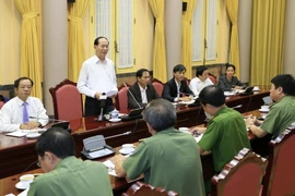 Chủ tịch nước Trần Đại Quang kết luận buổi làm việc. (Ảnh: Nhan Sáng/TTXVN)