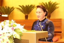 Chủ tịch Quốc hội Nguyễn Thị Kim Ngân phát biểu khai mạc. (Ảnh: Trọng Đức/TTXVN)