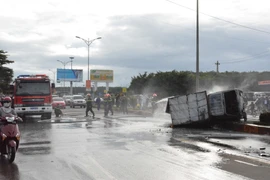 Hiện trường vụ tai nạn. (Ảnh: Tuấn Anh/TTXVN)