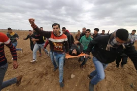 Người dân Palestine biểu tình tại Dải Gaza ngày 7/12. (Nguồn: THX/TTXVN)