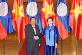Chủ tịch Quốc hội Nguyễn Thị Kim Ngân tiếp Tổng Bí thư, Chủ tịch nước Cộng hòa Dân chủ Nhân dân Lào. (Ảnh: Doãn Tấn/TTXVN)