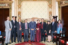 Chủ tịch HĐND Thành phố Hồ Chí Minh Nguyễn Thị Quyết Tâm tiếp ông Habib El Malki, Chủ tịch Hạ viện Vương quốc Maroc. (Ảnh: Thanh Vũ/TTXVN)