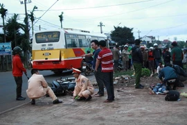 Hiện trường vụ tai nạn. (Ảnh: Phạm Cường/TTXVN)