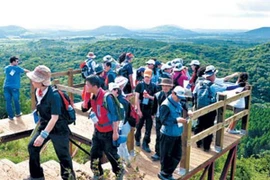 Khách du lịch trên đảo Cheju. (Nguồn: Yonhap)