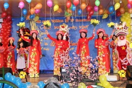 Tiết mục do đội văn nghệ Hội người Việt Brandenburg biểu diễn. (Ảnh: Mạnh Hùng/Vietnam+)