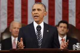 Tổng thống Mỹ Obama đọc Thông điệp Liên bang. (Ảnh: AFP/TTXVN)