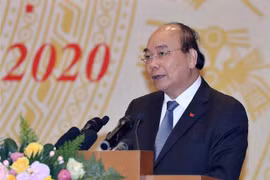 Thủ tướng Nguyễn Xuân Phúc, Chủ tịch Ủy ban quốc gia về Chính phủ điện tử phát biểu. (Ảnh: Thống Nhất/TTXVN)