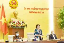 Chủ tịch Quốc hội Nguyễn Thị Kim Ngân phát biểu tại Phiên họp thứ 43 của Ủy ban Thường vụ Quốc hội. (Ảnh: Trọng Đức/TTXVN)