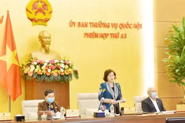 Chủ tịch Quốc hội Nguyễn Thị Kim Ngân phát biểu tại Phiên họp thứ 43 của Ủy ban Thường vụ Quốc hội. (Ảnh: Trọng Đức/TTXVN)