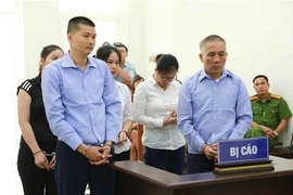 Các bị cáo khai báo trước tòa. (Ảnh: Doãn Tấn/TTXVN)