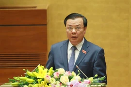 Bộ trưởng Bộ Tài chính Đinh Tiến Dũng trình bày Báo cáo về tình hình thực hiện ngân sách nhà nước năm 2019. (Ảnh: Doãn Tấn/TTXVN)