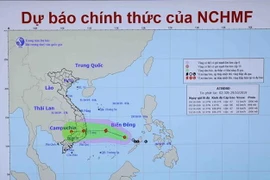 Sơ đồ đường đi của áp thấp nhiệt đới. (Ảnh: Vũ Sinh/TTXVN)