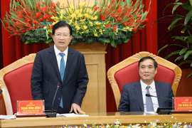 Phó Thủ tướng Trịnh Đình Dũng phát biểu tại buổi làm việc với lãnh đạo tỉnh Phú Thọ. (Ảnh: Trung Kiên/TTXVN)