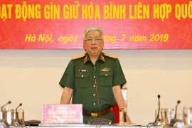 Thượng tướng Nguyễn Chí Vịnh, Thứ trưởng Bộ Quốc phòng phát biểu chỉ đạo. (Ảnh: Dương Giang/TTXVN)