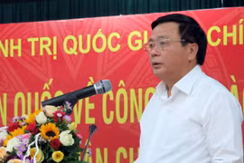 Giám đốc Học viện Chính trị Quốc gia Hồ Chí Minh Nguyễn Xuân Thắng phát biểu tại hội nghị. (Ảnh: Nguyễn Sơn/TTXVN)