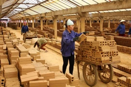 Sản xuất gạch. (Ảnh: Văn Tý/TTXVN)
