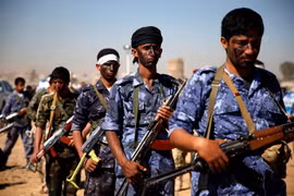 Các tay súng Houthi tại Sanaa của Yemen. (Ảnh: AFP/TTXVN)