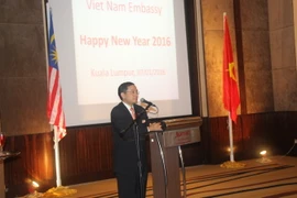Đại sứ Việt Nam tại Malaysia Phạm Cao Phong phát biểu tại buổi chiêu đãi. (Ảnh: Kim Dung-Chí Giáp/Vietnam+)