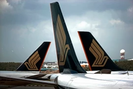 Máy bay của hãng hàng không Singapore Airlines tại sân bay Changi ngày 3/3. (Nguồn: EPA/TTXVN)