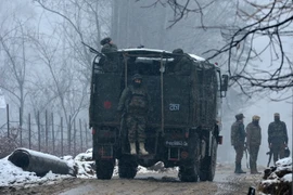 Binh sỹ Ấn Độ tuần tra ở khu vực quận Ganderbal, miền Trung Kashmir. (Nguồn: AFP/TTXVN)