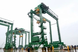 Cẩu trục RTGC 'made in Vietnam' được xuất khẩu sang Saudi Arabia. (Ảnh: Sỹ Thắng/TTXVN)