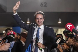 Thủ tướng Kyriakos Mitsotakis phát biểu tại Athens, Hy Lạp ngày 7/7. (Nguồn: AFP/TTXVN) 
