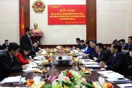 Chủ nhiệm Văn phòng Chính phủ Mai Tiến Dũng phát biểu tại buổi làm việc. (Ảnh: Mai Ngoan/TTXVN) 