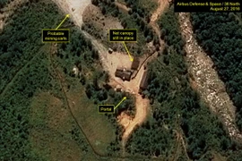 Bãi thử hạt nhân Punggye-ri tại miền đông bắc Triều Tiên. (Nguồn: Yonhap/TTXVN)