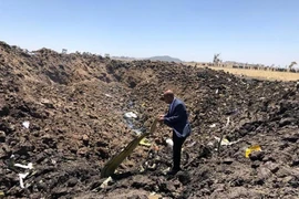Hiện trường vụ rơi máy bay của hãng hàng không Ethiopian Airlines, gần Bishoftu, Ethiopia, ngày 10/3/2019. (Nguồn: THX/TTXVN) 